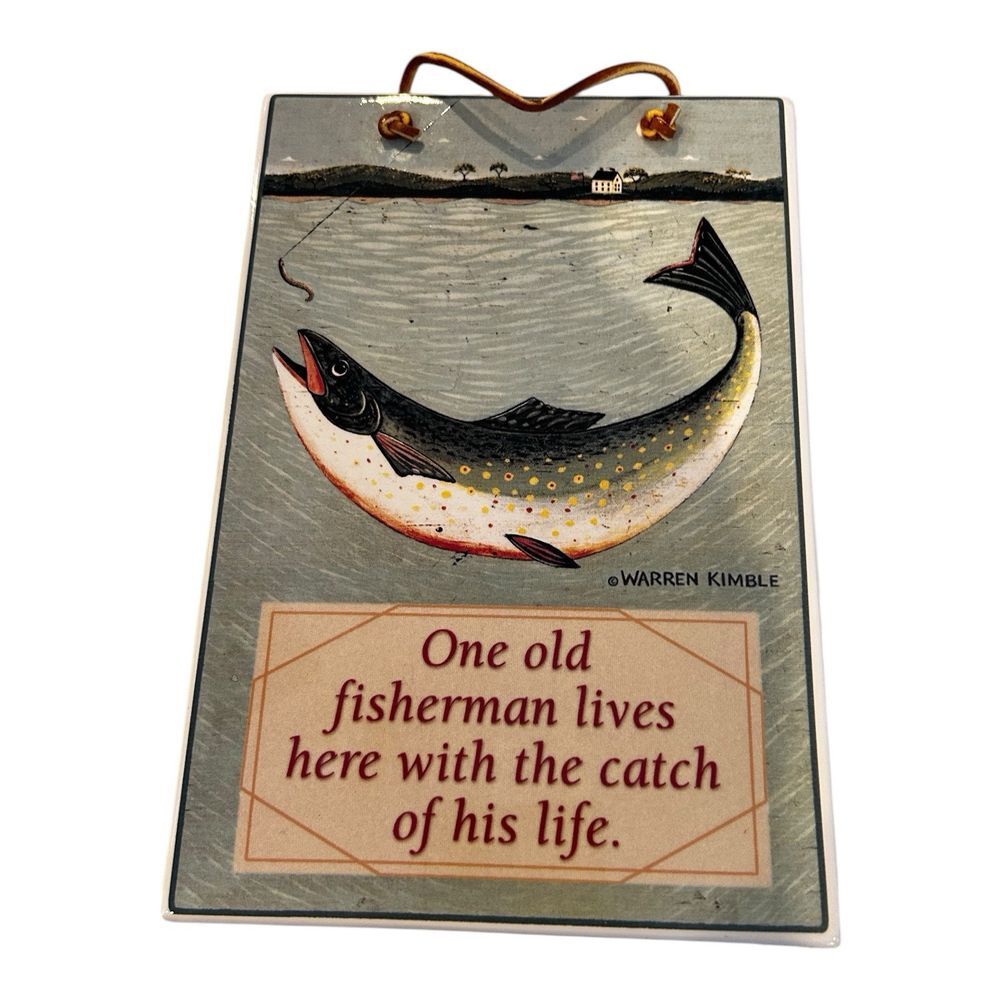 Warren Kimball Ceramic Trout‎ Fishing Wall Decor 9"x6"